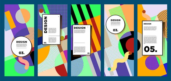 Plantilla Diseño Banner Vertical Vectorial Con Fondos Geométricos Abstractos Coloridos — Archivo Imágenes Vectoriales