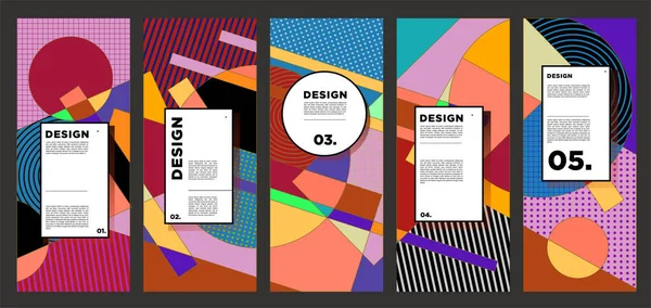 Plantilla Diseño Banner Vertical Vectorial Con Fondos Geométricos Abstractos Coloridos — Archivo Imágenes Vectoriales