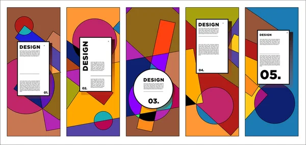 Vektorový Svislý Banner Design Šablony Barevným Abstraktním Geometrickým Pozadím — Stockový vektor