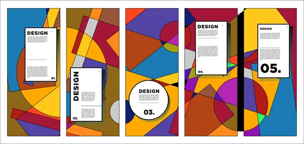 Modelo Design Banner Vertical Vetorial Com Fundos Geométricos Abstratos Coloridos —  Vetores de Stock