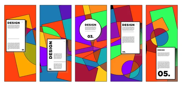 Vektorový Svislý Banner Design Šablony Barevným Abstraktním Geometrickým Pozadím — Stockový vektor