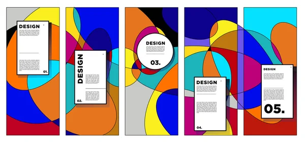 Plantilla Diseño Banner Vertical Vectorial Con Fondos Geométricos Abstractos Coloridos — Vector de stock