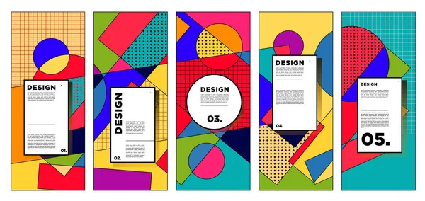 Vektorový Svislý Banner Design Šablony Barevným Abstraktním Geometrickým Pozadím — Stockový vektor