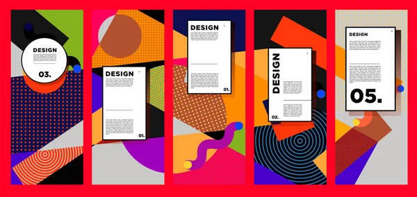 Plantilla Diseño Banner Vertical Vectorial Con Fondos Geométricos Abstractos Coloridos — Archivo Imágenes Vectoriales