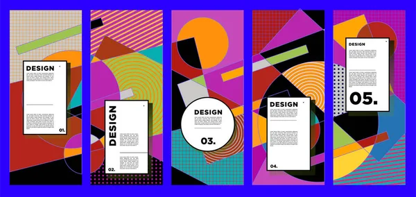 Plantilla Diseño Banner Vertical Vectorial Con Fondos Geométricos Abstractos Coloridos — Archivo Imágenes Vectoriales