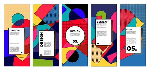 Plantilla Diseño Banner Vertical Vectorial Con Fondos Geométricos Abstractos Coloridos — Archivo Imágenes Vectoriales