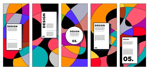 Modello Design Banner Verticale Vettoriale Con Sfondi Geometrici Astratti Colorati — Vettoriale Stock
