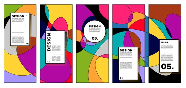 Vector Verticale Banner Design Template Met Kleurrijke Abstracte Geometrische Achtergronden — Stockvector