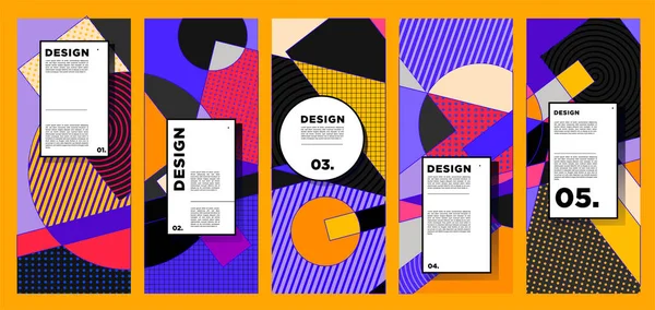 Modelo Design Banner Vertical Vetorial Com Fundos Geométricos Abstratos Coloridos — Vetor de Stock