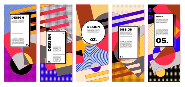 Modelo Design Banner Vertical Vetorial Com Fundos Geométricos Abstratos Coloridos — Vetor de Stock