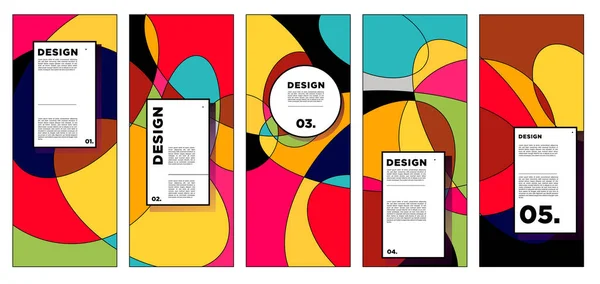 Modelo Design Banner Vertical Vetorial Com Fundos Geométricos Abstratos Coloridos —  Vetores de Stock