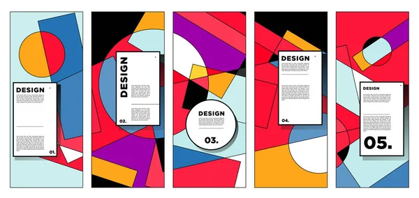 Plantilla Diseño Banner Vertical Vectorial Con Fondos Geométricos Abstractos Coloridos — Archivo Imágenes Vectoriales