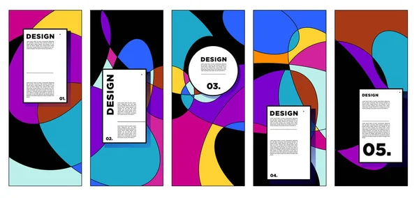 Vector Verticale Banner Design Template Met Kleurrijke Abstracte Geometrische Achtergronden — Stockvector