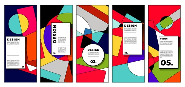 Plantilla Diseño Banner Vertical Vectorial Con Fondos Geométricos Abstractos Coloridos — Archivo Imágenes Vectoriales