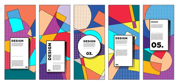 Modello Design Banner Verticale Vettoriale Con Sfondi Geometrici Astratti Colorati — Vettoriale Stock