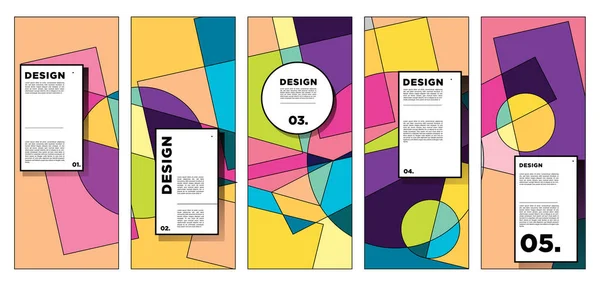 Vector Vertikal Banner Design Mall Med Färgglada Abstrakta Geometriska Bakgrunder — Stock vektor