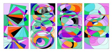 Vektör renkli soyut sıvı ve geometrik psikedelik arkaplan posteri