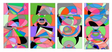 Vektör renkli soyut sıvı ve geometrik psikedelik arkaplan posteri