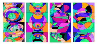 Vektör renkli soyut sıvı ve geometrik psikedelik arkaplan posteri