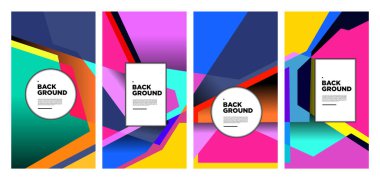 Vektör renkli soyut sıvı ve geometrik psikedelik arkaplan posteri