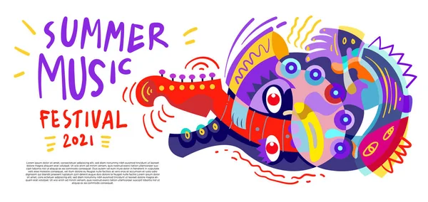 Εικονογράφηση Διάνυσμα Πολύχρωμα Πανό Φεστιβάλ Μουσικής Καλοκαίρι — Διανυσματικό Αρχείο