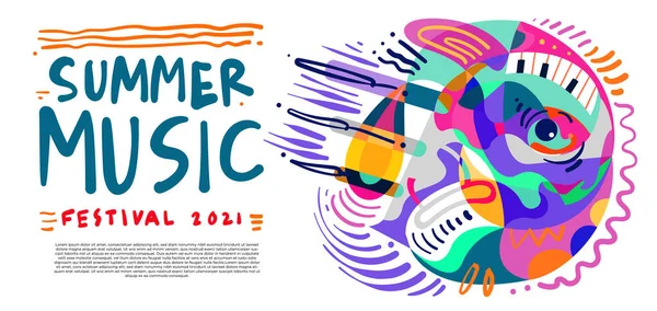 Vektor Illustration Bunte Sommer Musik Festival Banner — Stockvektor
