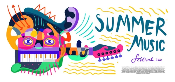 Vector Illustratie Kleurrijke Zomer Muziek Festival Banners — Stockvector