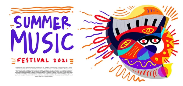 Vektor Illustration Bunte Sommer Musik Festival Banner — Stockvektor