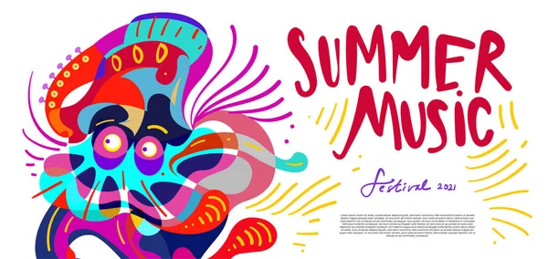 Vektor Illustration Bunte Sommer Musik Festival Banner — Stockvektor
