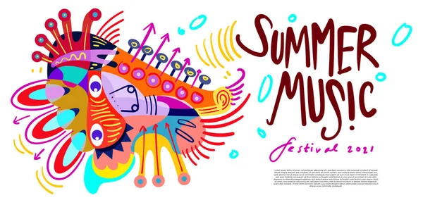 Vektorové Ilustrace Pestré Plakáty Festivalu Letní Hudby — Stockový vektor