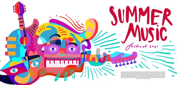 Ilustración Vectorial Banderas Coloridas Del Festival Música Verano — Archivo Imágenes Vectoriales