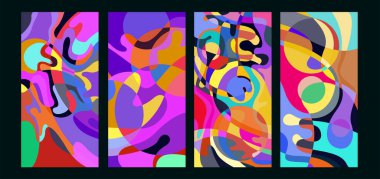 Vektör renkli soyut psikedelik sıvı ve sıvı arkaplan desenleri