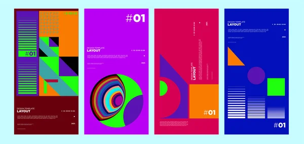 Farverige Abstrakt Geometrisk Bauhaus Etnisk Plakat Design Skabelon – Stock-vektor