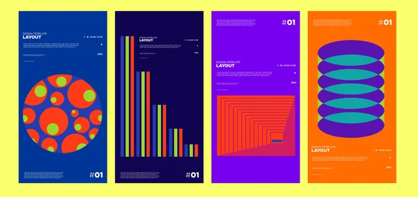 Renkli Soyut Geometrik Bauhaus Etnik Poster Tasarım Şablonu — Stok Vektör