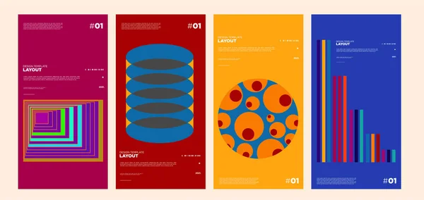 Plantilla Diseño Póster Geométrico Abstracto Colorido Bauhaus Étnico — Archivo Imágenes Vectoriales