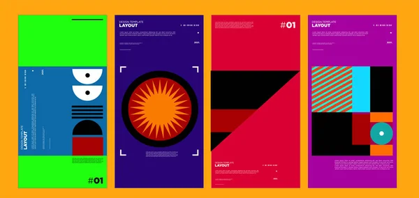 Farverige Abstrakt Geometrisk Bauhaus Etnisk Plakat Design Skabelon – Stock-vektor