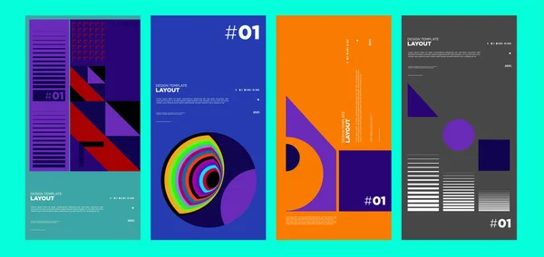 Farverige Abstrakt Geometrisk Bauhaus Etnisk Plakat Design Skabelon – Stock-vektor