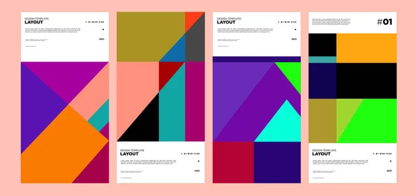 Barevné Abstraktní Geometrické Bauhaus Etnický Plakát Design Šablony — Stockový vektor