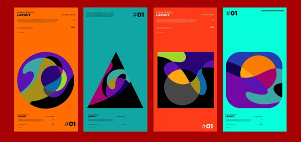 Renkli Soyut Geometrik Bauhaus Etnik Poster Tasarım Şablonu — Stok Vektör