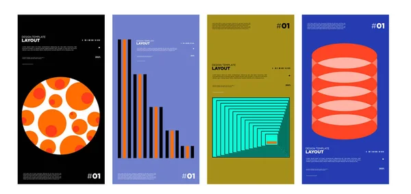 Barevné Abstraktní Geometrické Bauhaus Etnický Plakát Design Šablony — Stockový vektor