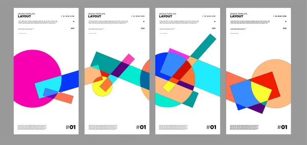 Renkli Soyut Geometrik Bauhaus Etnik Poster Tasarım Şablonu — Stok Vektör