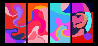 Sosyal medya şablonu için vektör renkli geometrik sıvı soyut arkaplan şablonu