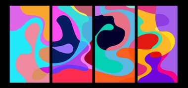 Sosyal medya şablonu için vektör renkli geometrik sıvı soyut arkaplan şablonu