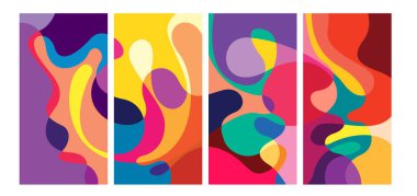 Sosyal medya şablonu için vektör renkli geometrik sıvı soyut arkaplan şablonu