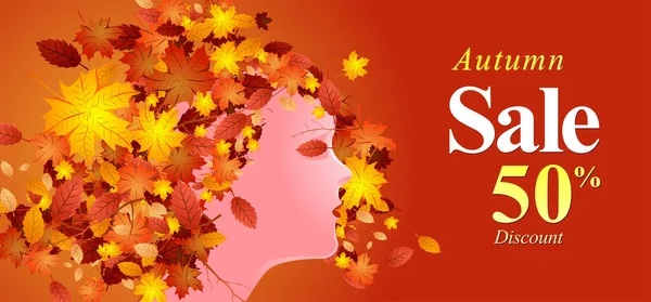 Venta Otoño Vectorial Plantilla Diseño Banner —  Fotos de Stock