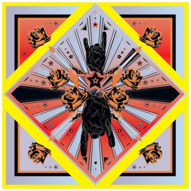 vintage label with rock and guitar