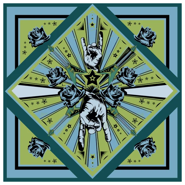 vintage label with rock and guitar