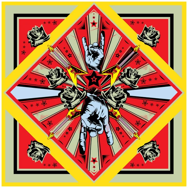 vintage label with rock and guitar