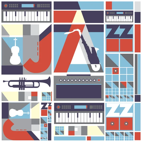 Cartaz de música jazz vetorial para design de fundo e layout — Vetor de Stock