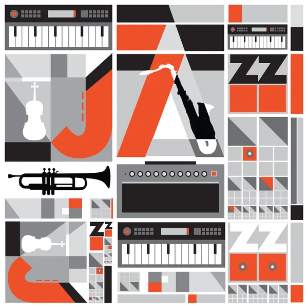 Póster de música de jazz vectorial para diseño de fondo y diseño — Vector de stock
